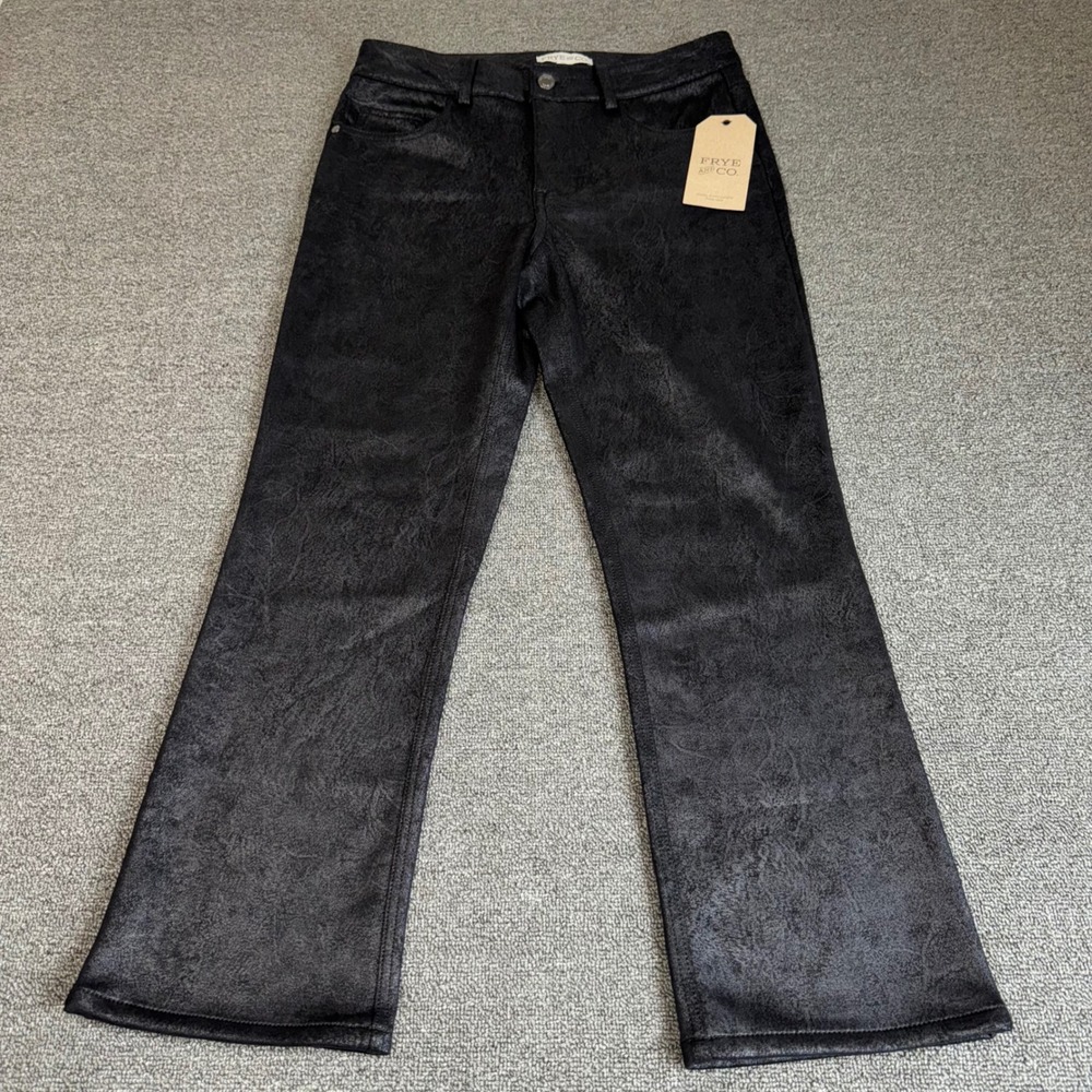 Frye & C Black Coated Straight Leg Pants Women's Size 8 NWT Minimalist Western